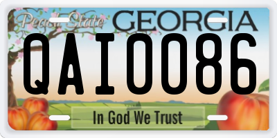 GA license plate QAI0086
