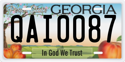 GA license plate QAI0087