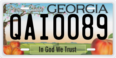 GA license plate QAI0089