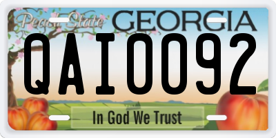 GA license plate QAI0092