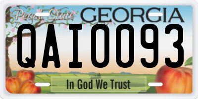 GA license plate QAI0093