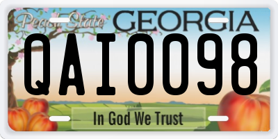 GA license plate QAI0098
