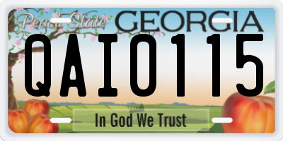 GA license plate QAI0115