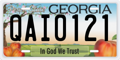 GA license plate QAI0121
