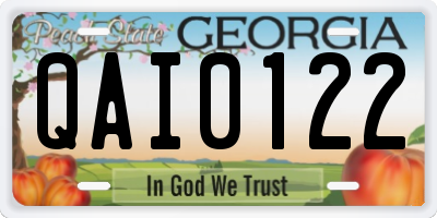 GA license plate QAI0122