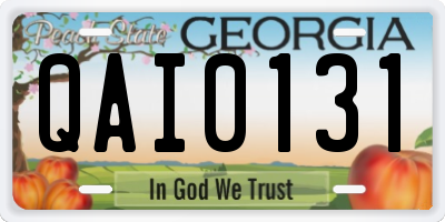 GA license plate QAI0131