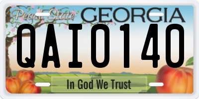 GA license plate QAI0140