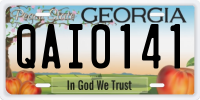 GA license plate QAI0141