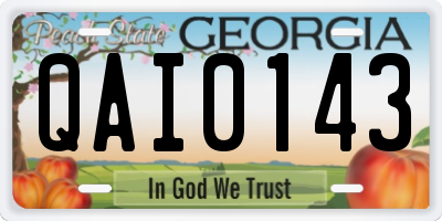GA license plate QAI0143