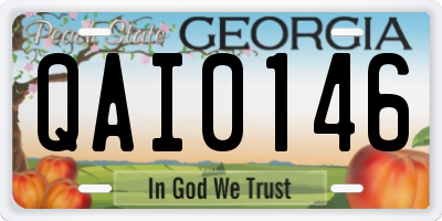 GA license plate QAI0146