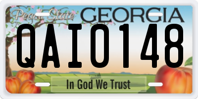 GA license plate QAI0148