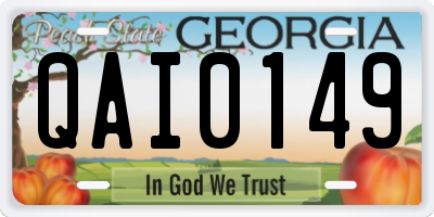 GA license plate QAI0149