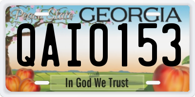 GA license plate QAI0153