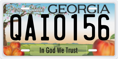 GA license plate QAI0156