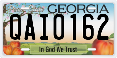 GA license plate QAI0162