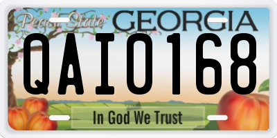 GA license plate QAI0168