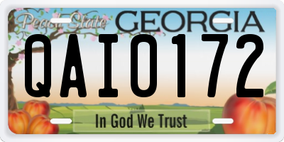 GA license plate QAI0172