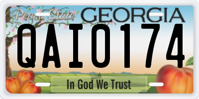 GA license plate QAI0174