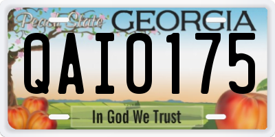 GA license plate QAI0175