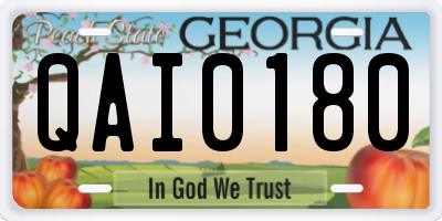 GA license plate QAI0180