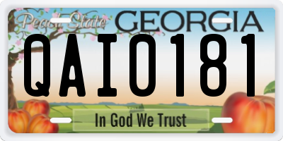 GA license plate QAI0181