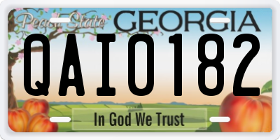 GA license plate QAI0182