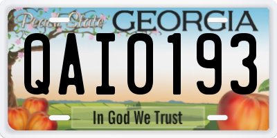 GA license plate QAI0193