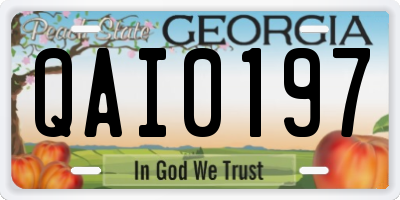 GA license plate QAI0197