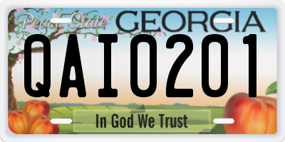 GA license plate QAI0201