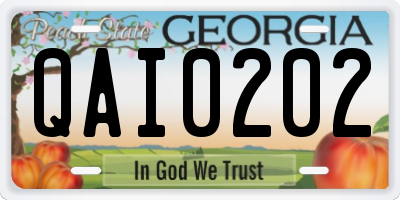 GA license plate QAI0202