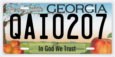 GA license plate QAI0207
