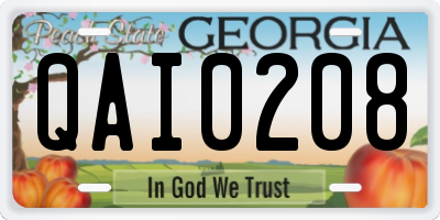 GA license plate QAI0208