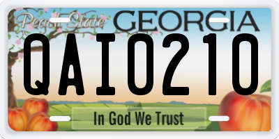 GA license plate QAI0210