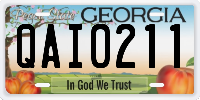 GA license plate QAI0211