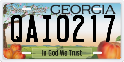 GA license plate QAI0217