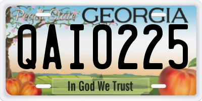 GA license plate QAI0225