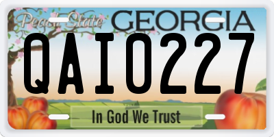 GA license plate QAI0227