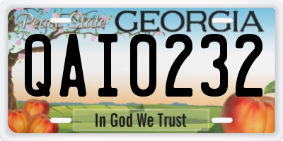 GA license plate QAI0232