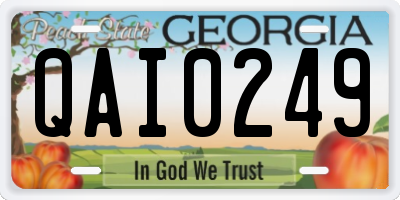 GA license plate QAI0249