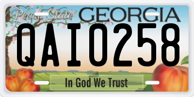 GA license plate QAI0258