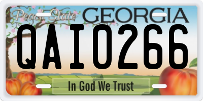 GA license plate QAI0266