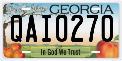 GA license plate QAI0270