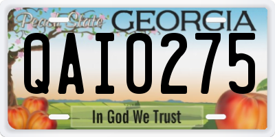GA license plate QAI0275
