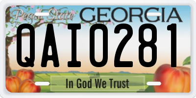 GA license plate QAI0281