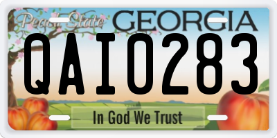 GA license plate QAI0283