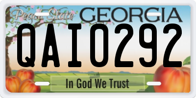 GA license plate QAI0292