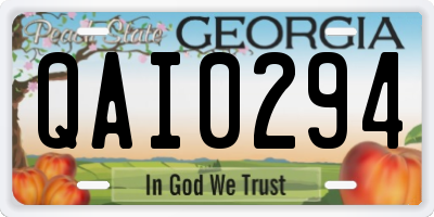 GA license plate QAI0294