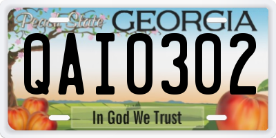 GA license plate QAI0302