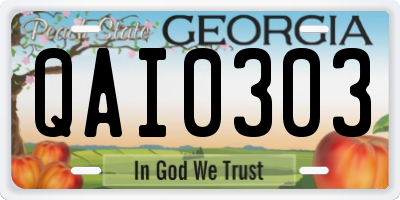 GA license plate QAI0303