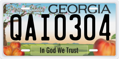GA license plate QAI0304